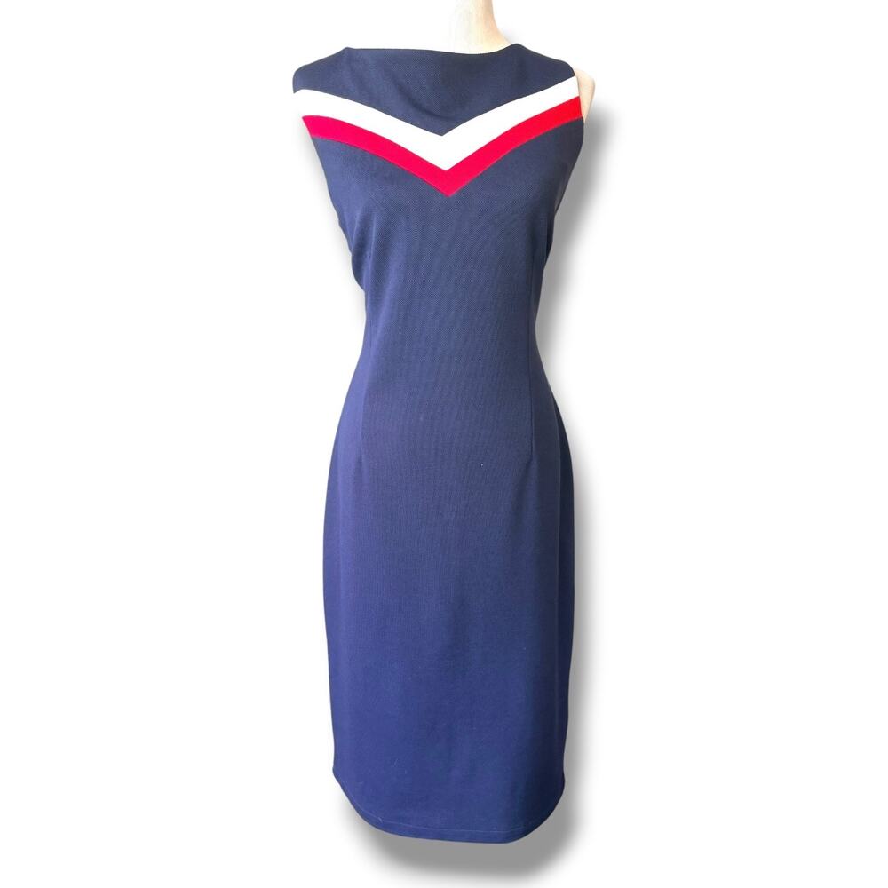 Tatyana Clothing Vintage-Inspired Rock the Boat Chevron Wiggle Dress EUC - Picture 2 of 9